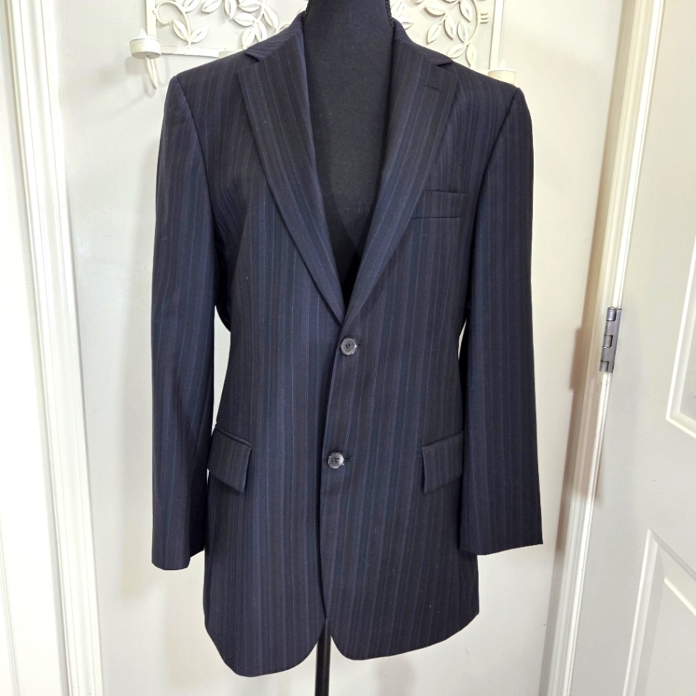 Classic Black Pinstripe Men's Blazer